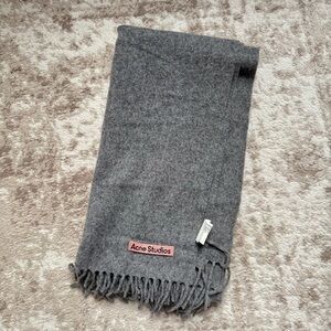 Acne studios grey wool scarf with fringes
